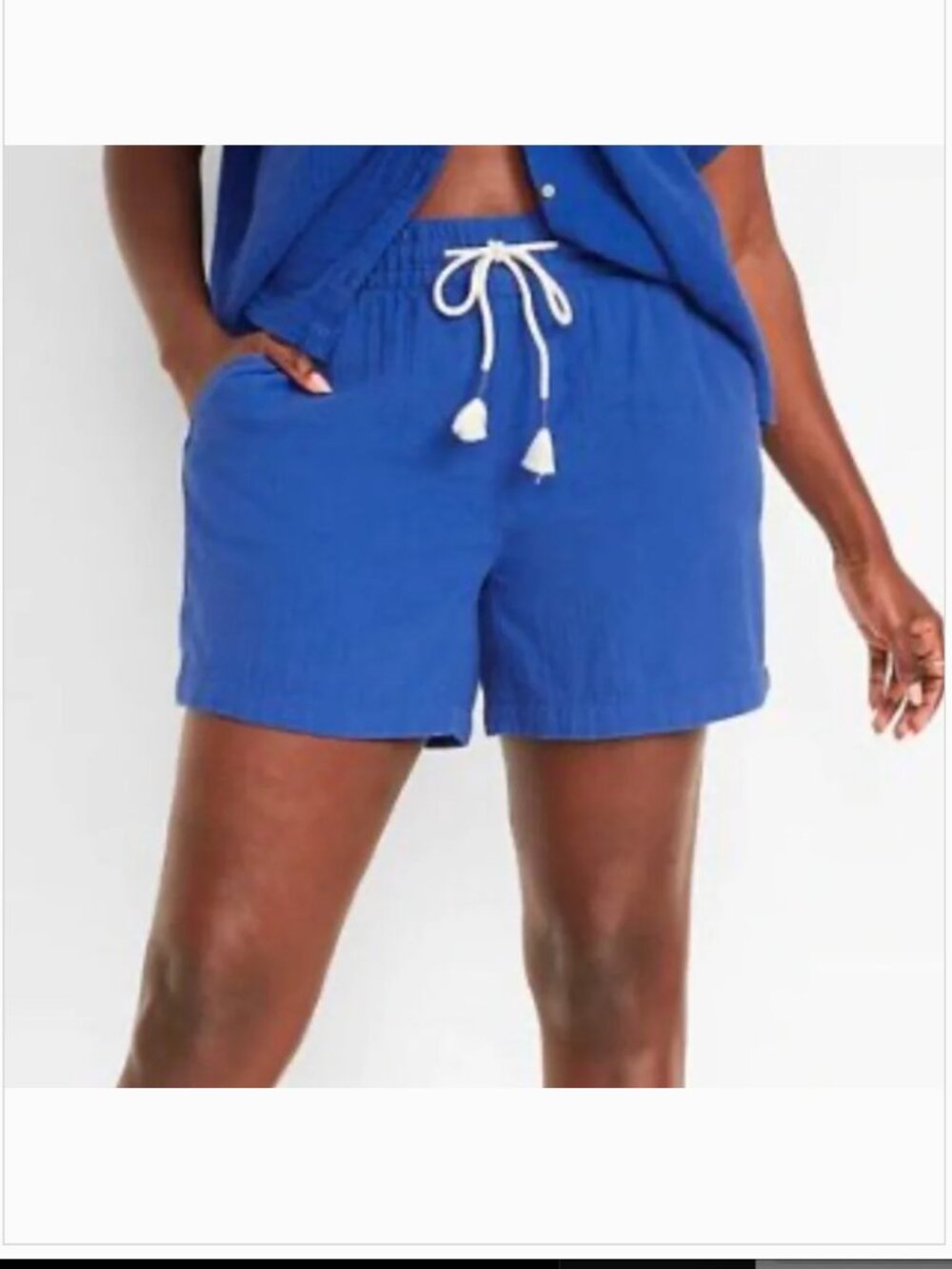 Old Navy Blue Textured Cotton Draw String Shorts
